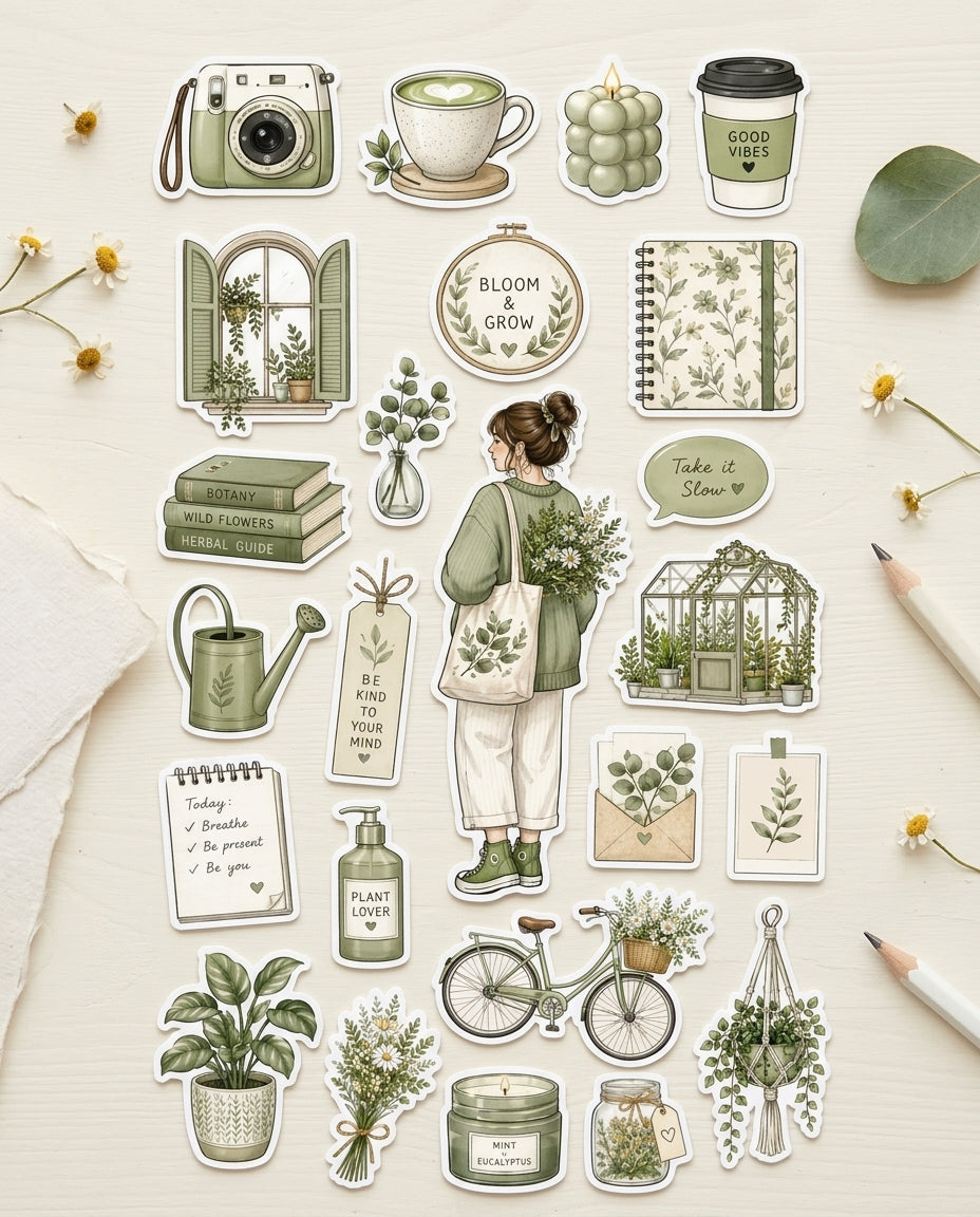 +200 Stickers Jardín Secreto - Flores, plantas, Vintage, Jardín.