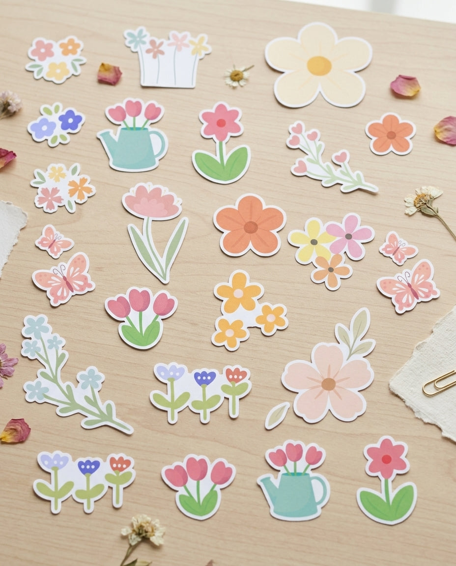 +200 Stickers Jardín Secreto - Flores, plantas, Vintage, Jardín.