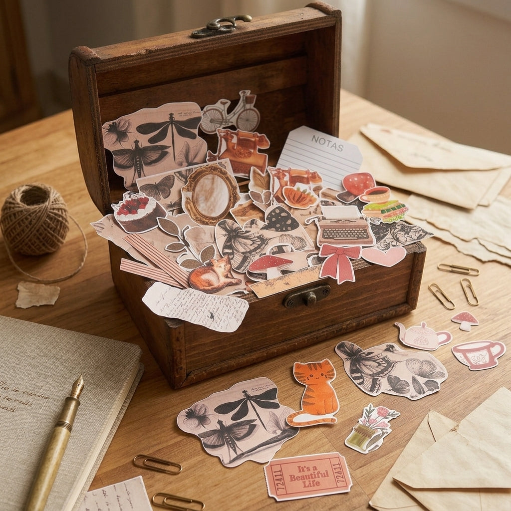 Baúl de Recortes  - 178 Stickers Retro/vintage/Journaling