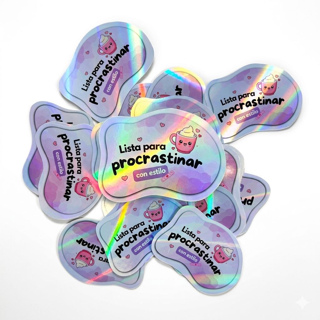 Stikers Holográfico "Lista para procrastinar..." 30und
